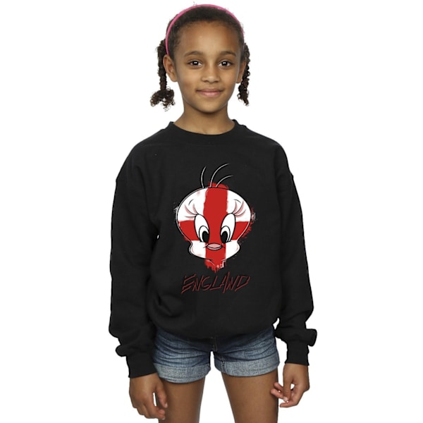 Looney Tunes Girls Tweety England Face Sweatshirt 12-13 år B Black 12-13 Years