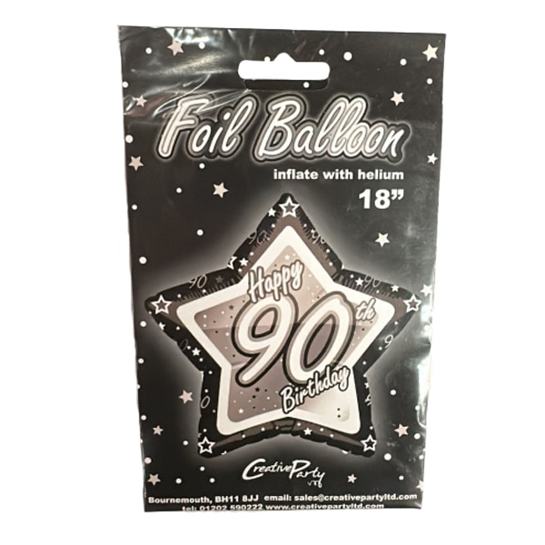 Creative Party 90-års Folieballong One Size Svart/Silver Black/Silver One Size