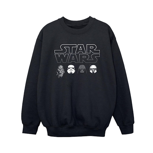 Star Wars Pojkar Karaktärs Huvuden Sweatshirt 5-6 År Svart Black 5-6 Years