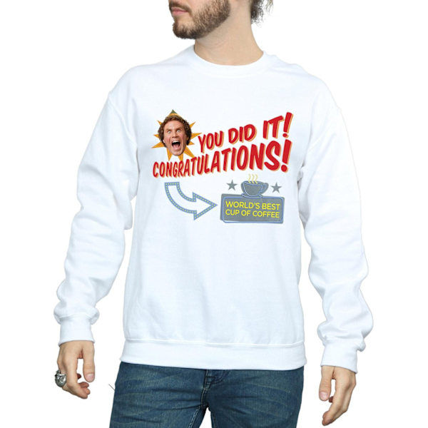 Elf Mens World´s Best Coffee Sweatshirt XL Vit White XL
