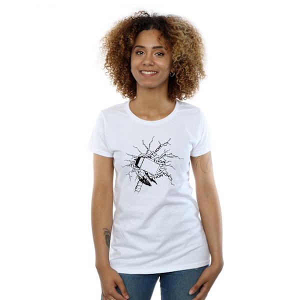 Marvel Dam/Kvinnor Thor Lightning Bomull T-shirt L Vit White L