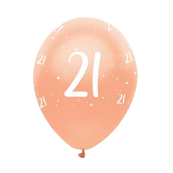 Kreativa latexballonger med heltäckande tryck för 21-årsdag (6-pack) Rose Gold One Size