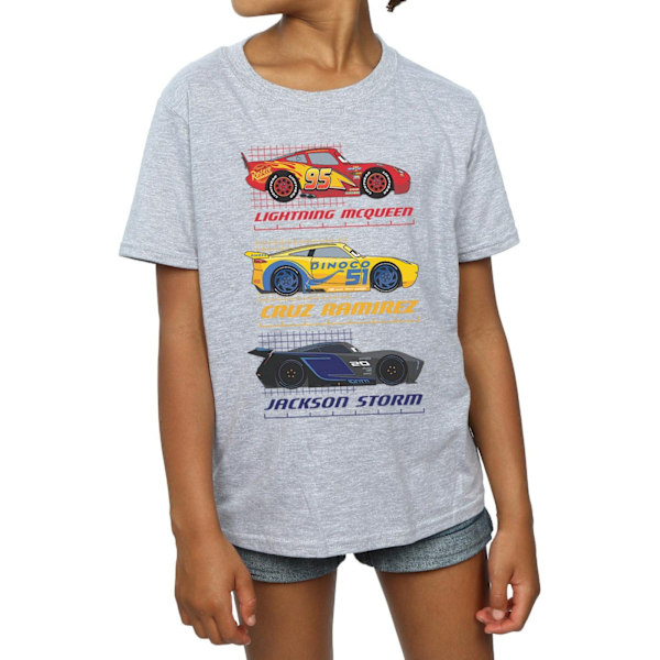 Cars Girls Racer Profile Bomull T-shirt 9-11 år Sports Grey Sports Grey 9-11 Years