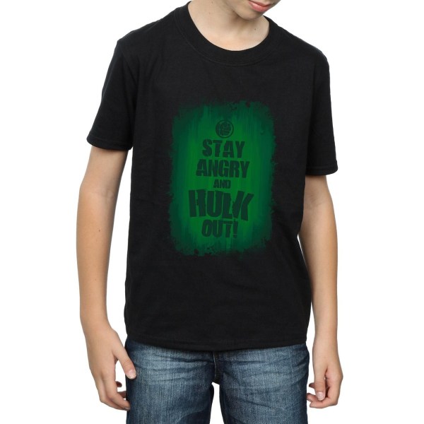 Marvel Boys Hulk Stay Angry T-Shirt 7-8 år Svart Black 7-8 Years
