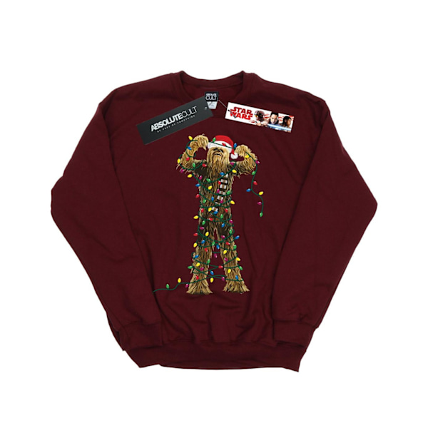 Star Wars Chewbacca Julbelysning Sweatshirt för flickor 12-13 år Burgundy 12-13 Years
