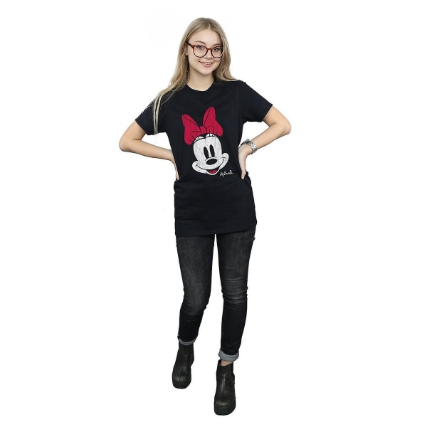 Disney Dam/Kvinnor Mickey Mouse Distressed Bomull Boyfriend T-shirt Black M