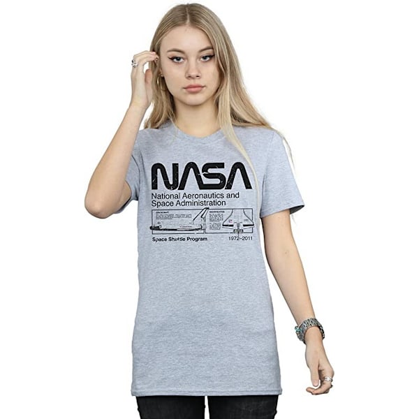 NASA Dam/Damer Classic Space Shuttle Boyfriend T-Shirt S Sp Sports Grey S