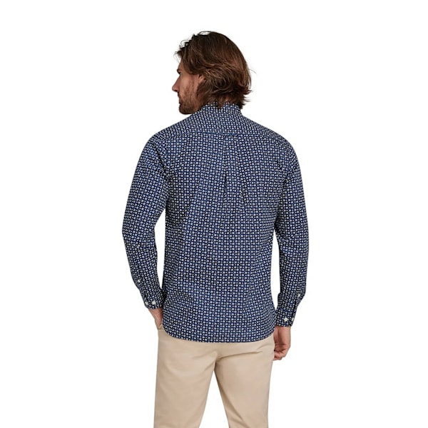 Raging Bull Herrarnas Geometriska Långärmad Skjorta 6XL Marinblå Navy 6XL