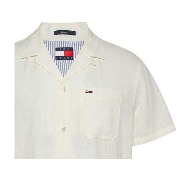 Tommy Jeans Herr Logoficka Skjorta S Ecru Ecru S