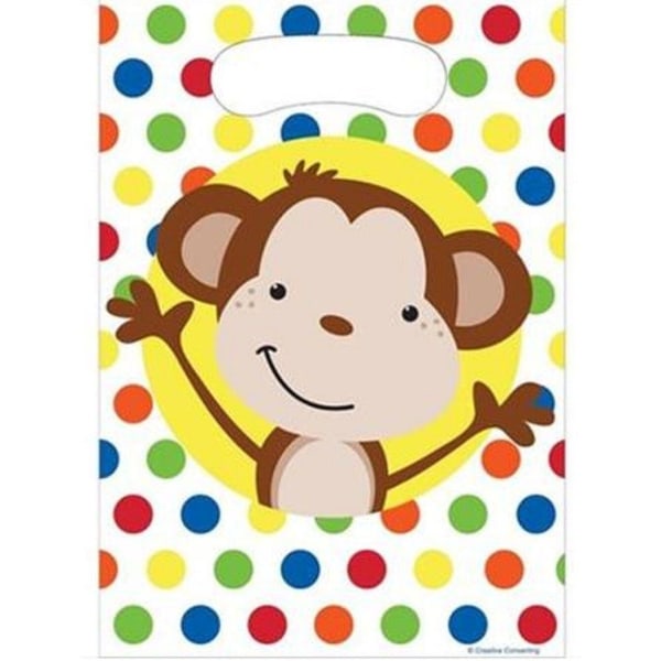 Creative Party Fun Monkey Plast Party Bags (Pack of 8) One Si White/Multicoloured One Size