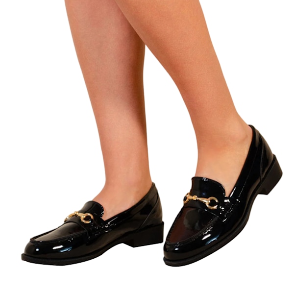 Where's That From Dam/Damer Cielo Metallstång Faux Läder Rund Tå Loafers 6 UK Svart Black 6 UK