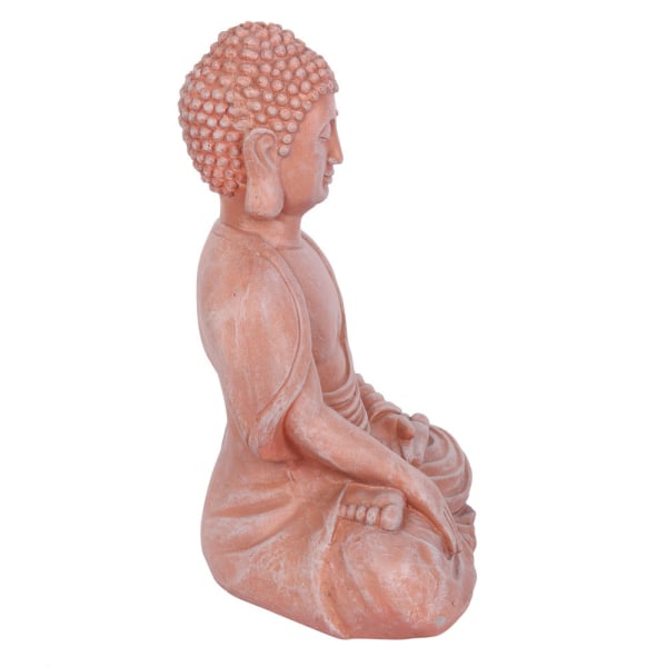 Något Annorlunda Sittande Buddha Terrakotta Effekt Trädgårdsstaty Pink One Size