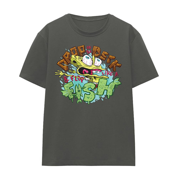 SvampBob Fyrkant Unisex Vuxen Drop And Flop T-Shirt S Grå Charcoal S