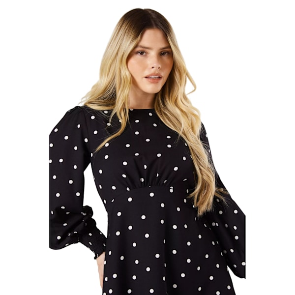 Dorothy Perkins Dam/Kvinnor Prickig Mini Klänning med Rynkad Manschett Storlek 8 Black 8 UK