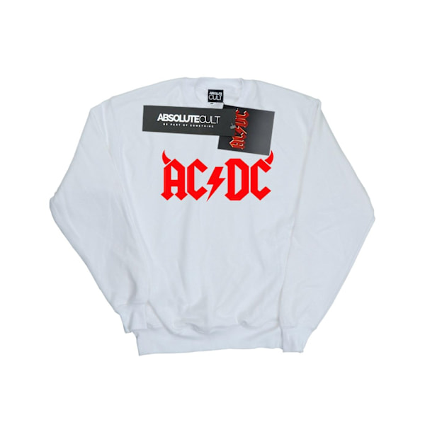 AC/DC Dam/Kvinnor Horns Logo Sweatshirt XL Vit White XL