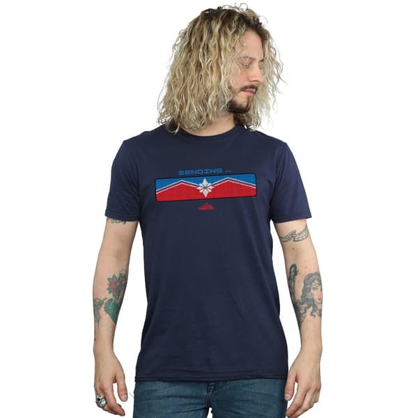 Marvel Herr Captain Marvel Sending T-shirt L Marinblå Navy Blue L