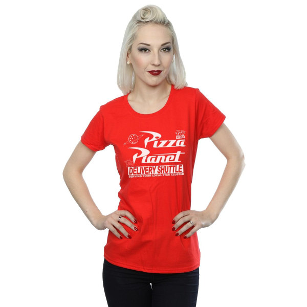 Disney T-shirt i bomull för kvinnor/damer Toy Story Pizza Planet Logotyp Red M