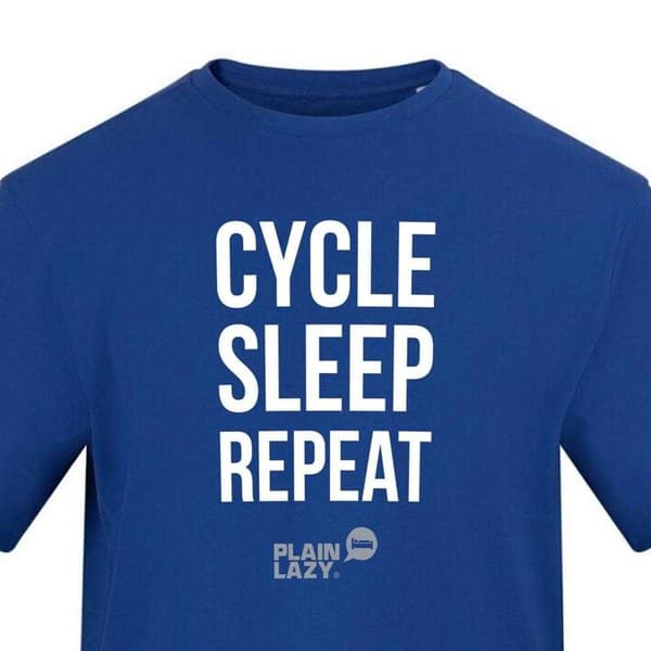 Plain Lazy Herr Cycle Sleep Repeat Tryckt T-shirt M Blå Blue M