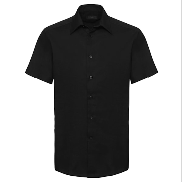 Russell Collection Herr Kortärmad Skjortor i Oxfordtyg, Lätt att Sköta, Slank Passform Black 15inch