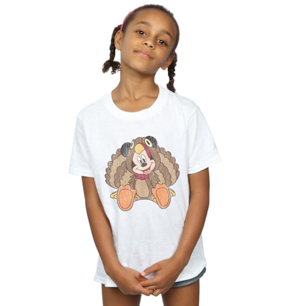 Disney Girls Mickey Mouse Thanksgiving Turkey Costume Bomull T-Shirt White 7-8 Years