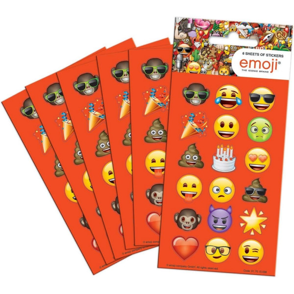 Emoji-klistermärke (paket med 6) One Size Flerfärgad Multicoloured One Size