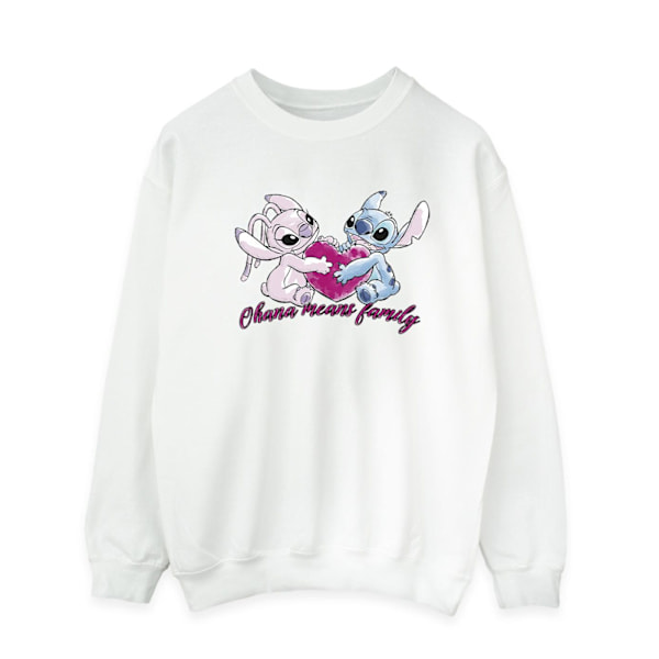 Disney Herr Lilo And Stitch Ohana Hjärta Med Angel Sweatshirt S White S