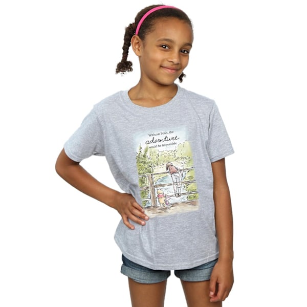 Disney Girls Winnie The Pooh Adventure Bomull T-shirt 7-8 År Sports Grey 7-8 Years