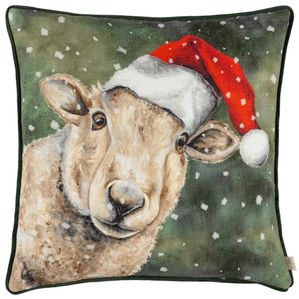 Evans Lichfield Piped Sheep Jul Kuddeöverdrag 43cm x 43cm Forest Green 43cm x 43cm