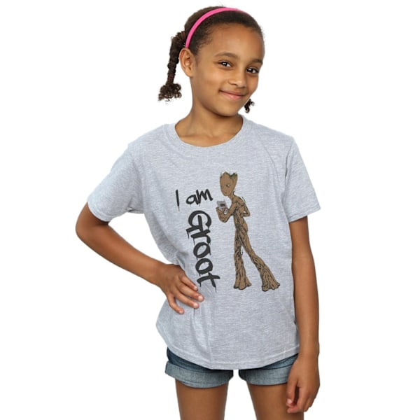 Marvel Girls Avengers Infinity War Graffiti Groot Bomull T-shirt Sports Grey 5-6 Years