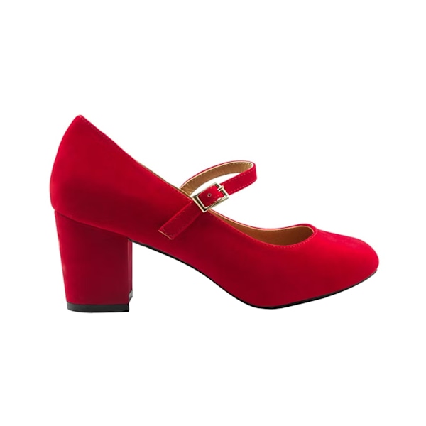 Where's That From Dam/Damer Araceli Mocka Block Heel Mary J Red 5 UK