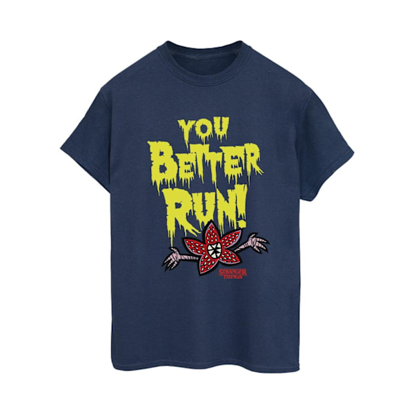 Netflix Dam/Kvinnor Stranger Things You Better Run Bomullspojke Navy Blue 5XL