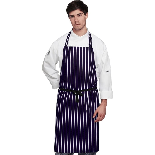 Dennys Unisex bomullsrandiga Workwear Butchers Apron One Size N Navy/White One Size
