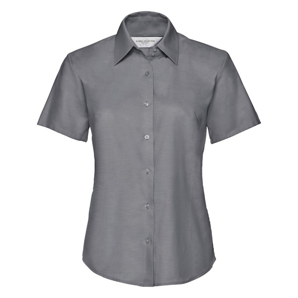 Russell Collection Dam/Kvinnors Oxford Kortärmad Skjorta XS Silver XS
