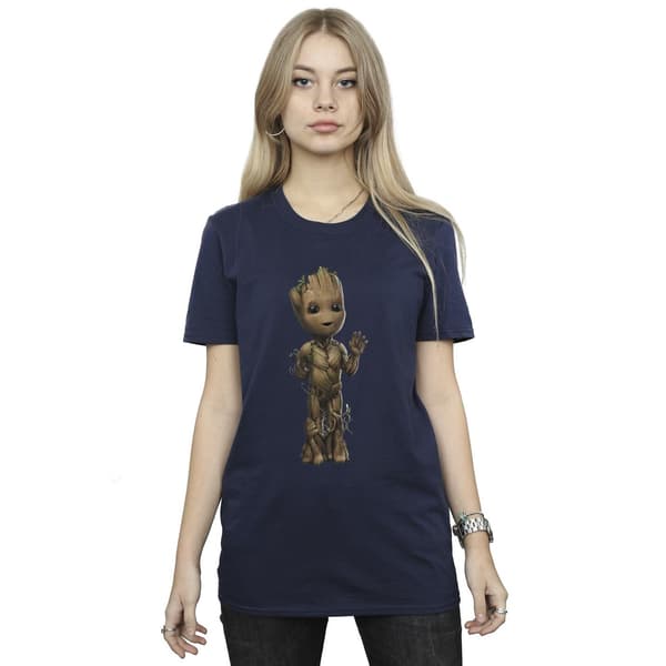 Marvel Dam/Dam I Am Groot Wave Pose Bomull Boyfriend T-shirt Navy Blue M