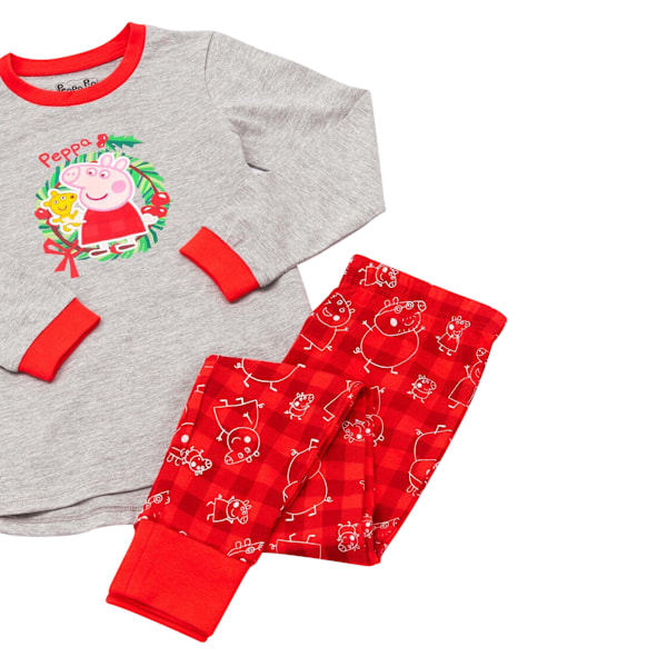 Greta Gris Flickor Jul Pyjamas Set 18-24 Månader Röd/Grå Red/Grey 18-24 Months