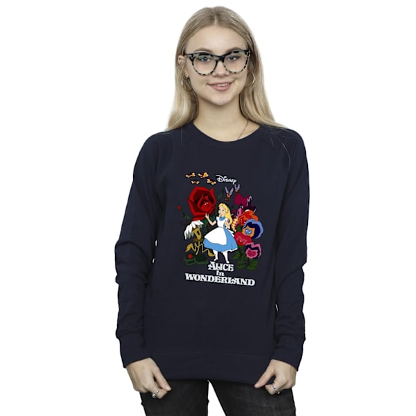 Disney Dam/Kvinnor Alice I Underlandet Blommor Sweatshirt S N Navy Blue S