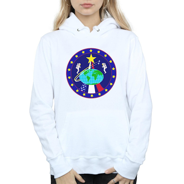 NASA Dam/Kvinnor Klassisk Globe Astronauts Hoodie XXL Vit White XXL