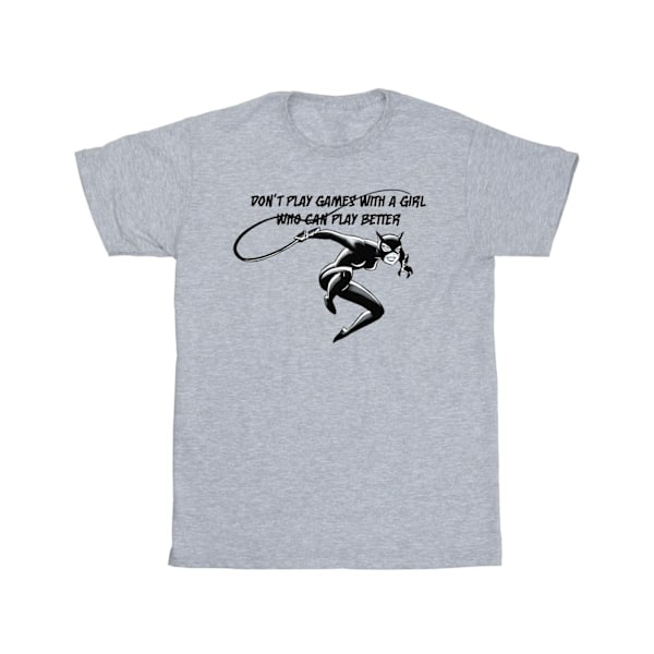 DC Comics Catwoman Don´t Play Games T-shirt XL Sports Grey för män Sports Grey XL
