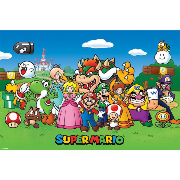 Super Mario Characters Poster One Size Flerfärgad Multicoloured One Size