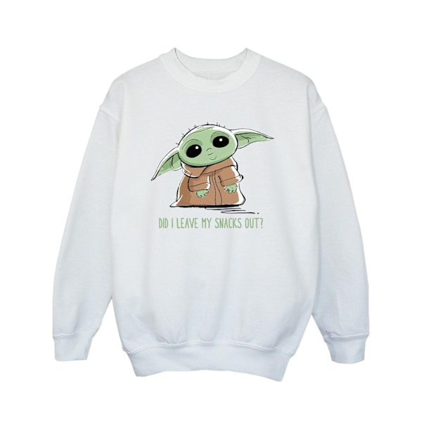 Star Wars Girls The Mandalorian Grogu Snacks Meme Sweatshirt 12 White 12-13 Years