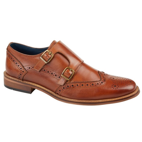 Roamers herr läder dubbla munkspänne brogues 7 UK Tan Tan 7 UK