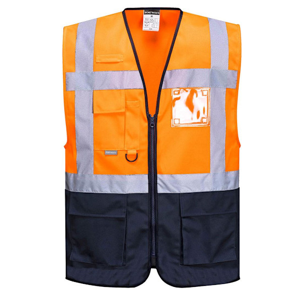 Portwest Herr Warsaw Kontrast Hi-Vis Väst XL Orange/Marinblå Orange/Navy XL