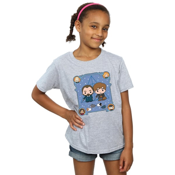 Fantastic Beasts Girls Chibi Newt And Dumbledore Bomull T-Shirt Sports Grey 7-8 Years