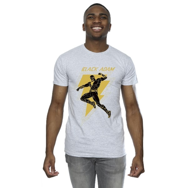 DC Comics Herr Svart Adam Golden Bolt Bröst T-shirt M Sports Grå Sports Grey M