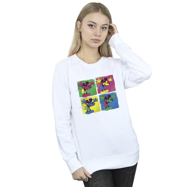 Disney Dam/Kvinnor Mickey Mouse Pop Art Sweatshirt M Vit White M