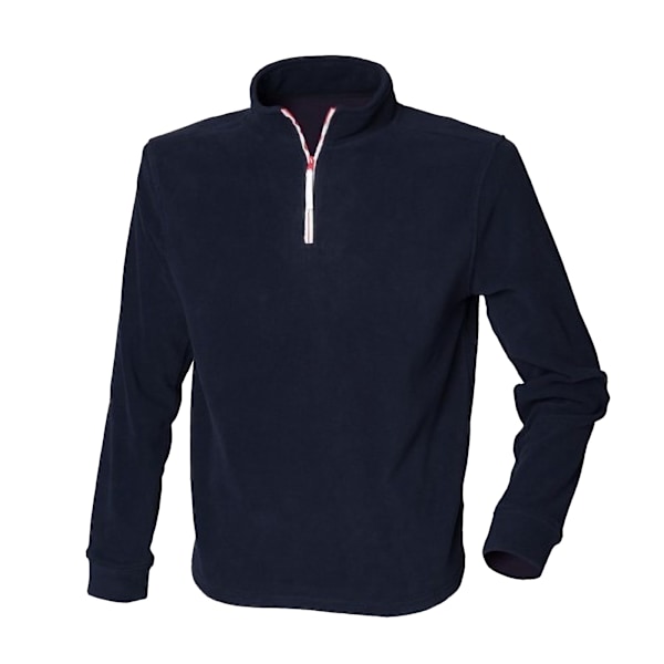 Finden & Hales Herr 1/4 Dragkedja Långärmad Pipad Fleece Topp S Marinblå Navy/White S