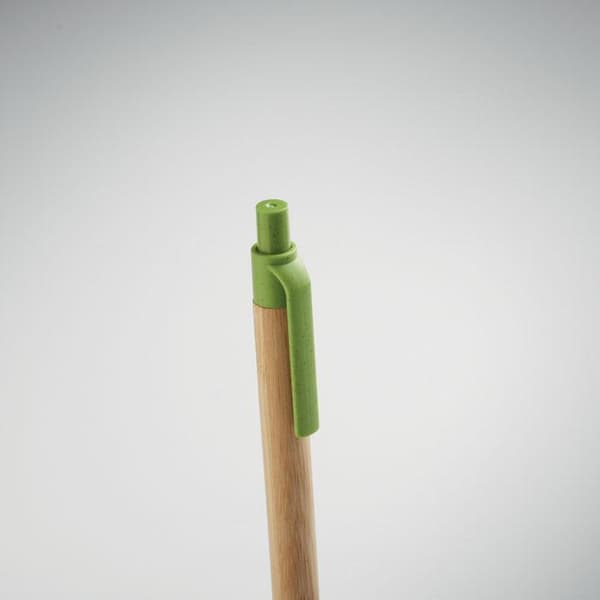MidOcean Itea Färgad Tryckknapp Bambu & Vetehalm Kulspetspenna Green One Size