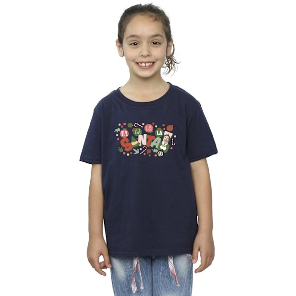 Elf Girls Santa Fa La La Bomull T-shirt 5-6 år Marinblå Navy Blue 5-6 Years