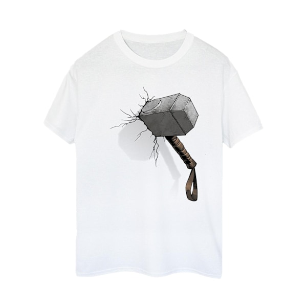 Marvel Universe Dam/Kvinnor Thor Hammer Crack Bomull Pojkvän White XL