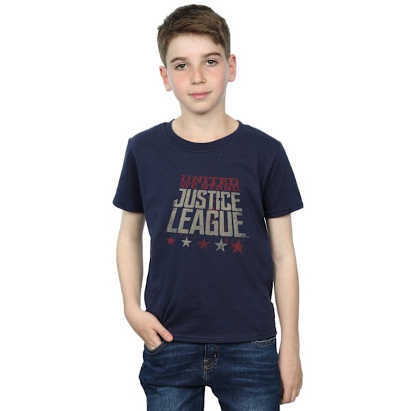 DC Comics Boys Justice League Movie United We Stand T-Shirt 5-6 Navy Blue 5-6 Years